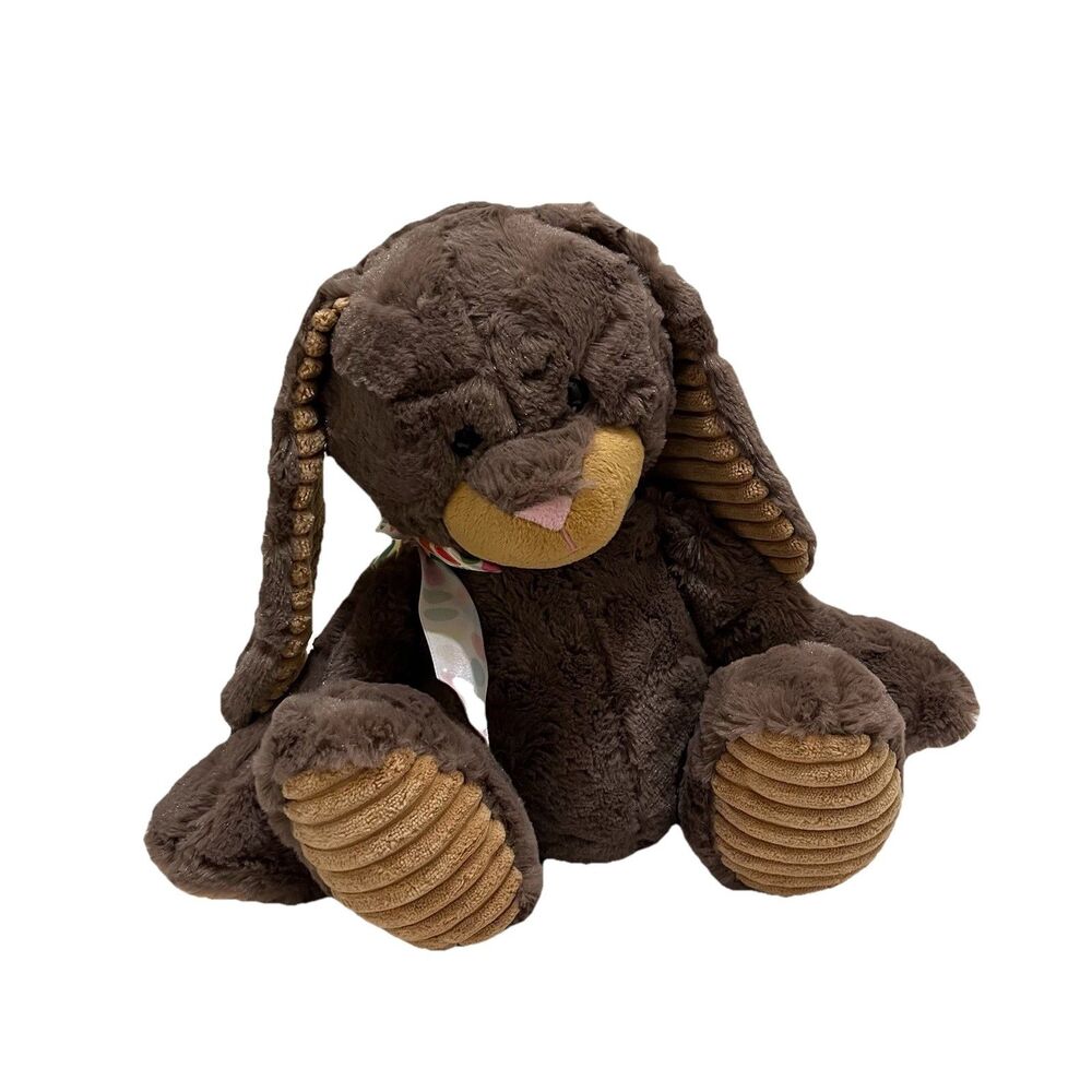 Animal Adventure 2018 Brown Bunny Rabbit Plush Cream Ribbed Corduroy Ears Feet